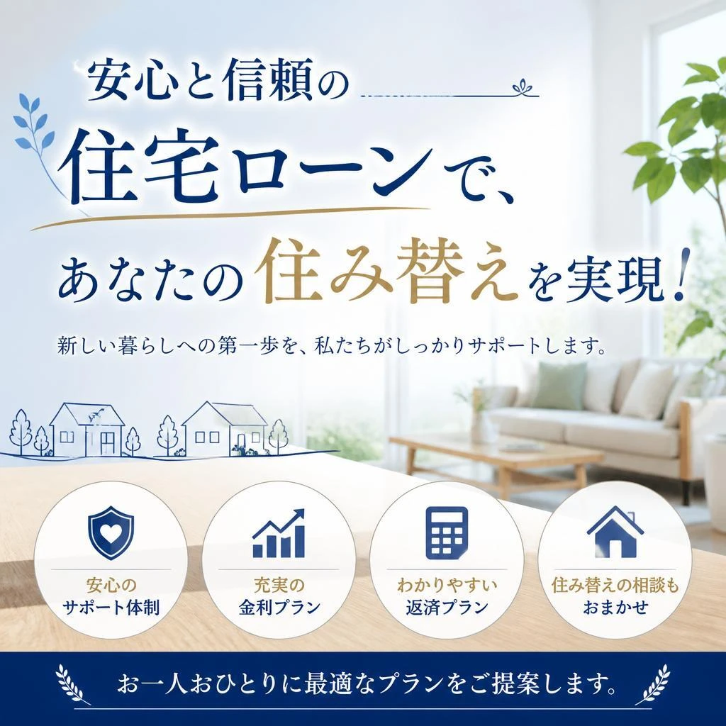 安心と信頼の住宅ローンで、あなたの住み替えを実現！